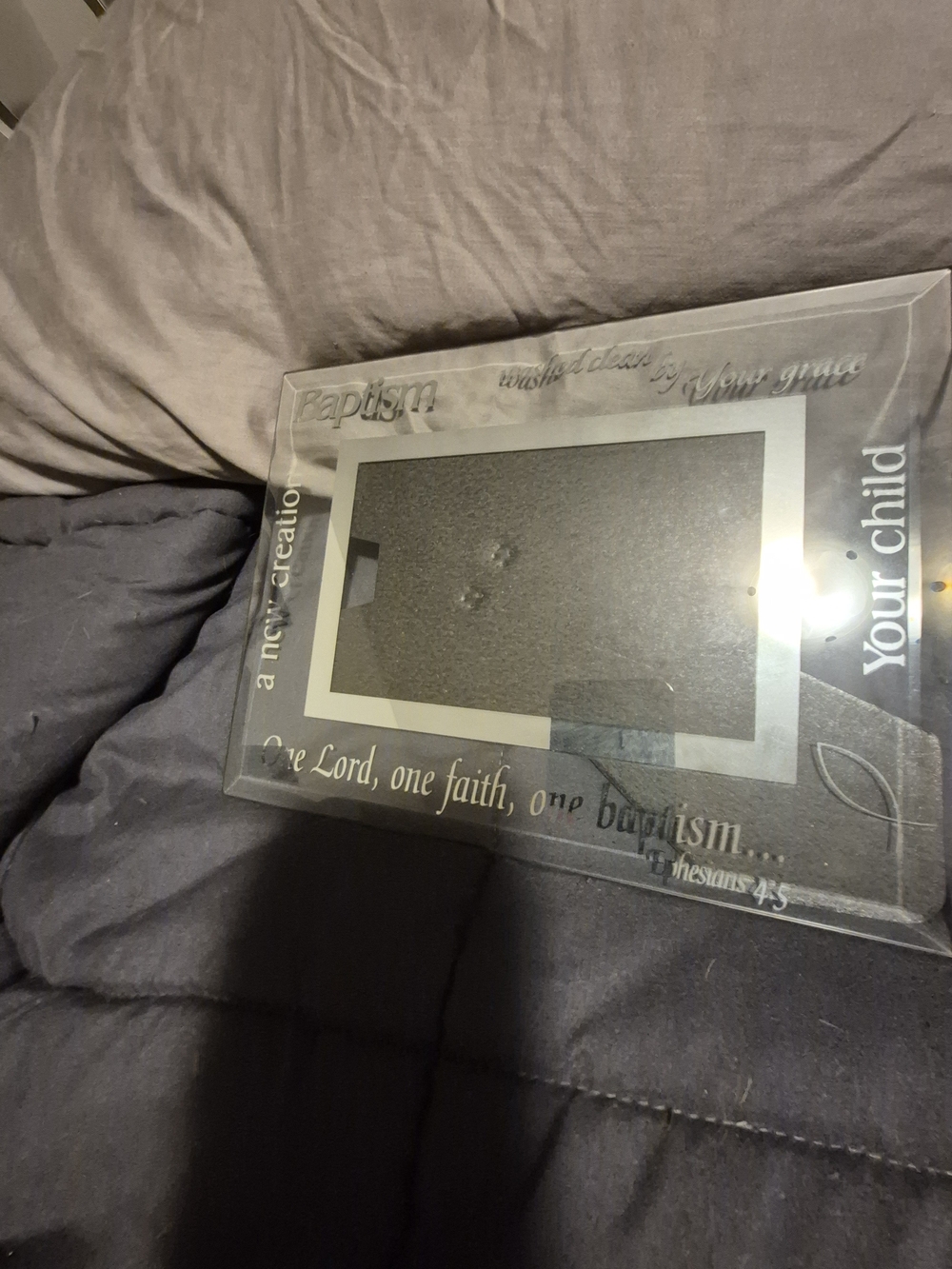 Glass Baptism Photo Frame - Clear/Silver Accent 4x6